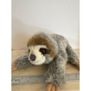 Stuffed Sloth Plush Toy By Tiger Tale Toys Gray Brown Tan Laying
